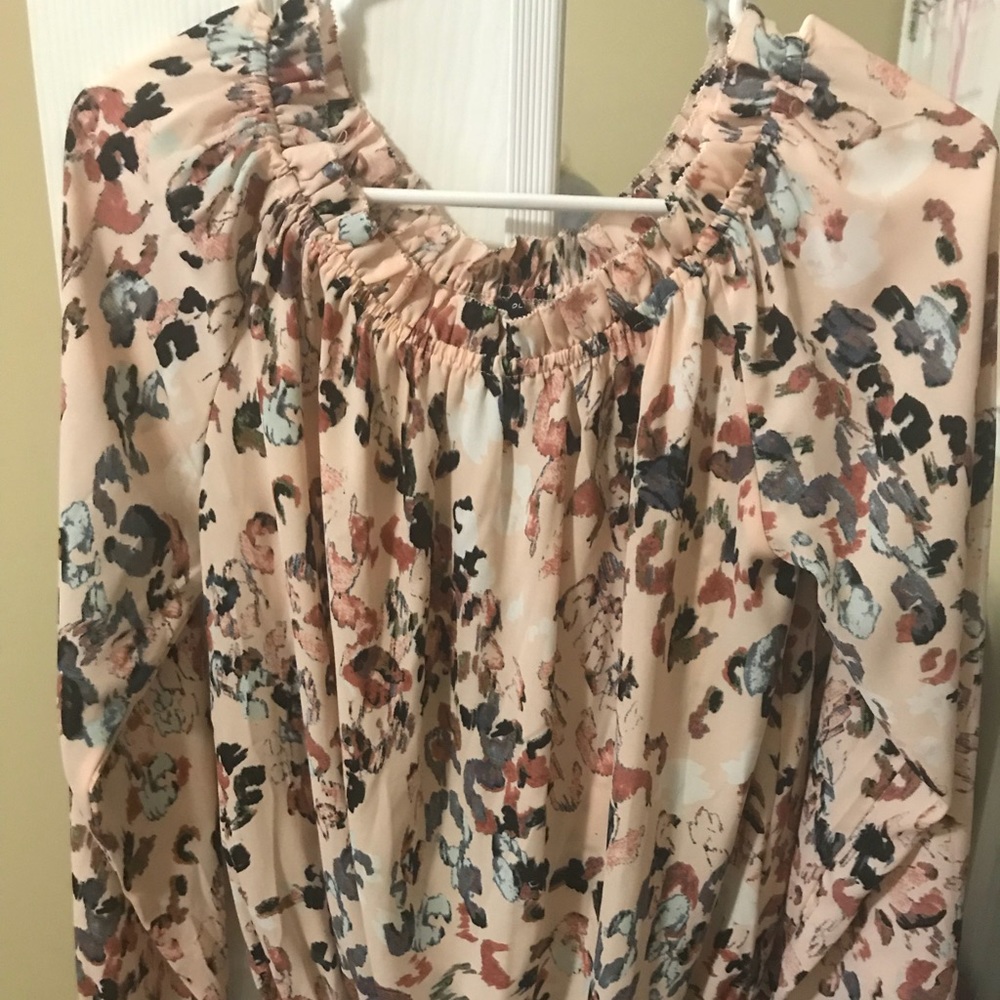Oliveaceous off the shoulder leopard print top